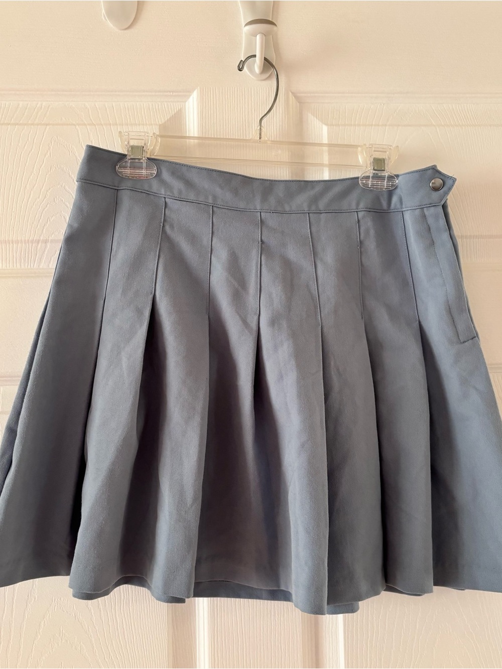 H&M Slate Blue Pleated Skater Mini Skirt